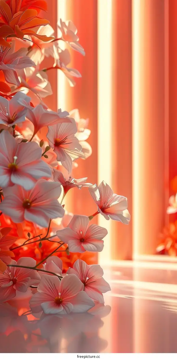 Artificial Flowers Arrangement in Soft Coral and Pink Hues