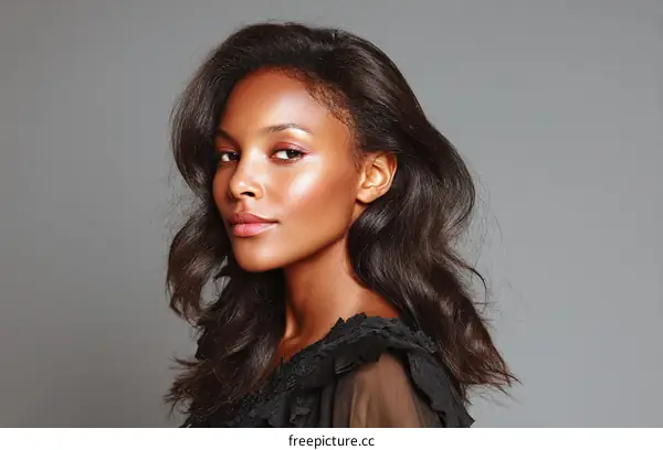 Close-up Portrait of a Black Woman with Fashionable Hairstyle