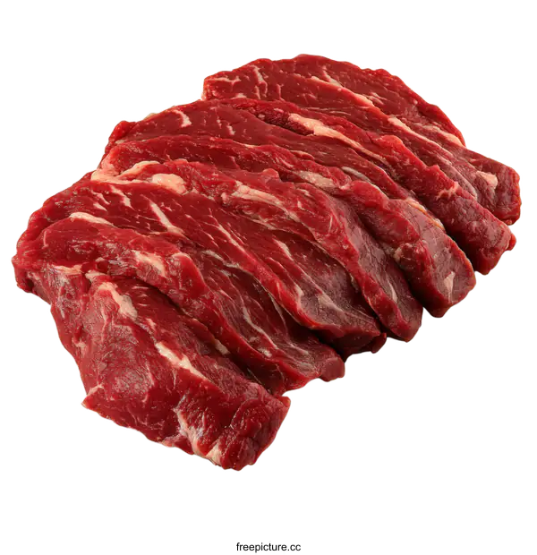 [Transparent Background PNG]Raw Beef Slices on White Background