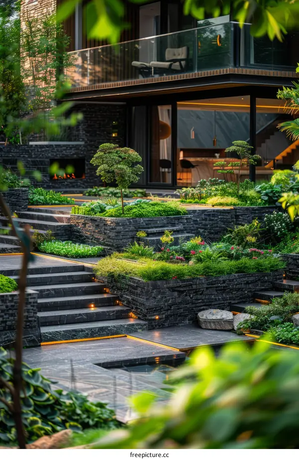 Modern Asian style house with natural elements