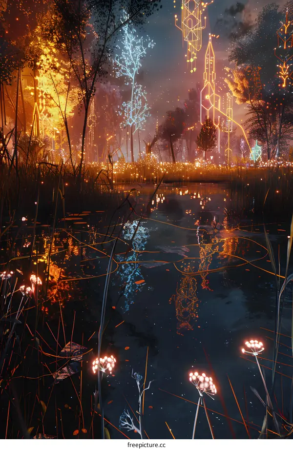 Glowing Forest at Night