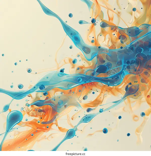 Colorful 3D rendering of an abstract liquid fluid painting