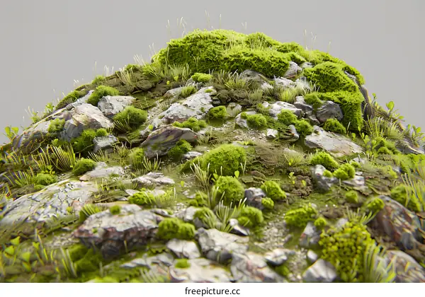 Close Up View Of Moss And Rocks