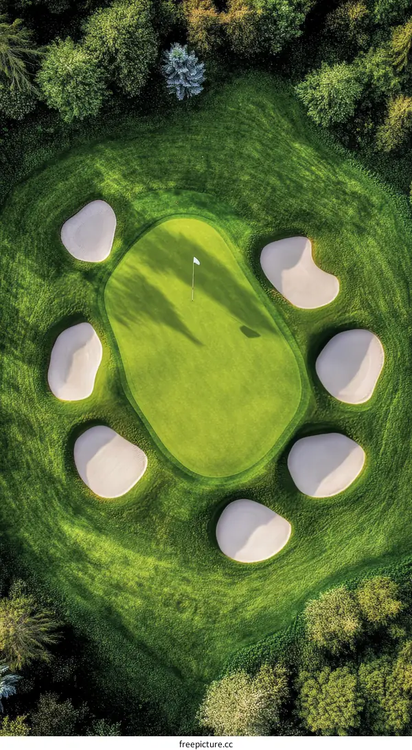 Aerial View of a Golf Course Green