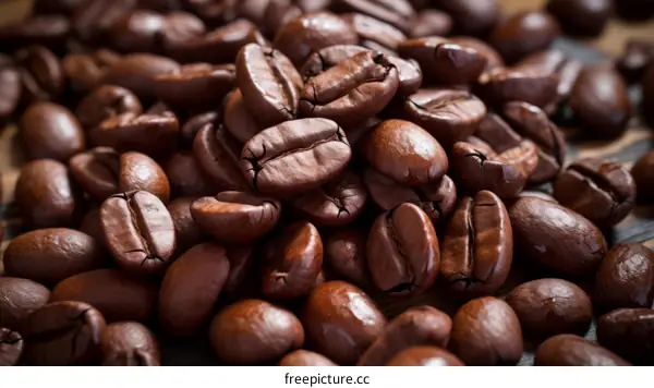 Close-up of a pile of coffee beans