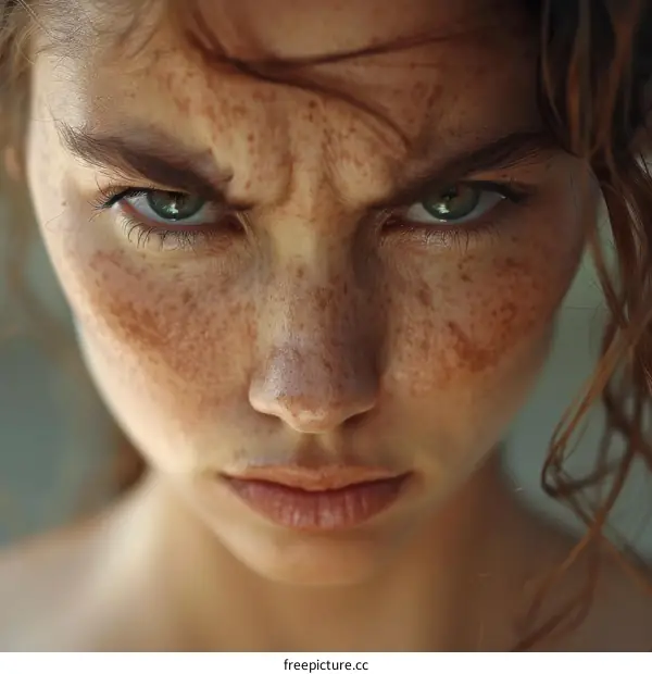 Close Up Portrait of a Woman with Freckles