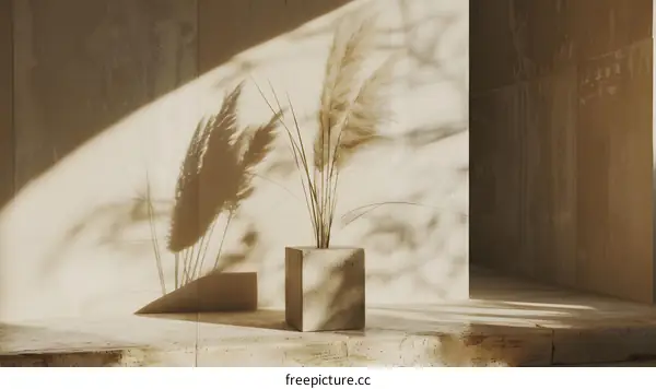 Minimalist Beige Interior Design with Pampas Grass and Sunbeam