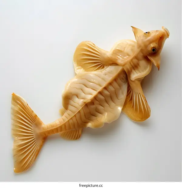 Dried Fish Specimen on White Background