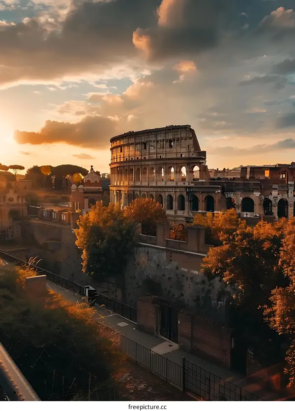 The Colosseum in Rome During Sunset