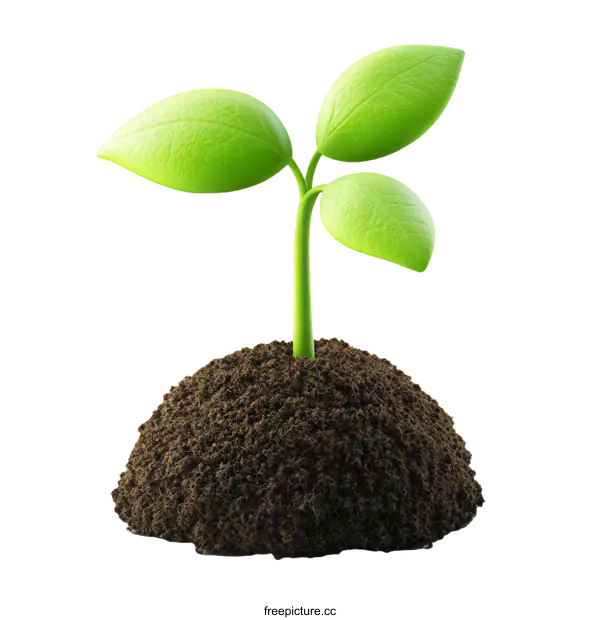 [Transparent Background PNG]Sprout Growing from Soil Illustration