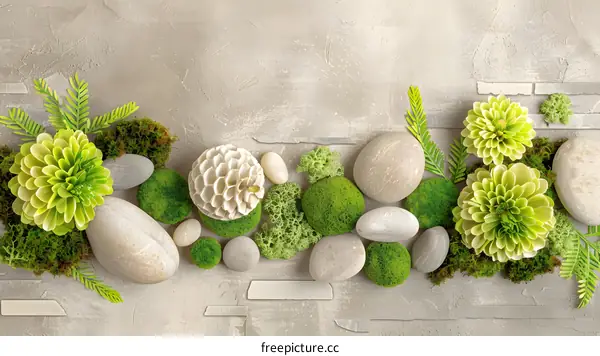 Green Stones and Moss Spa Background
