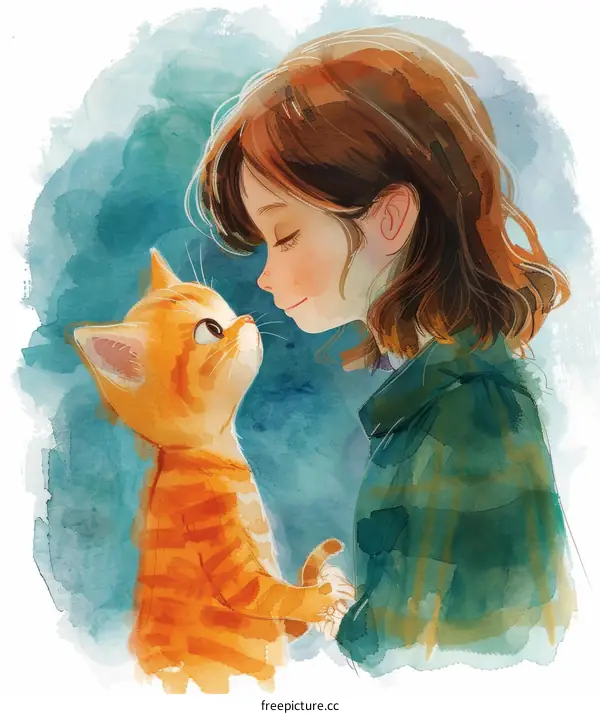 Little girl with a cat