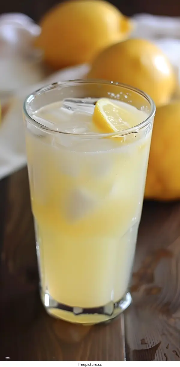 Refreshing Summer Lemonade Drink in Glass with Ice
