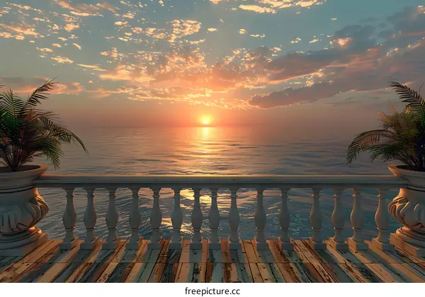 Sunset View From Balcony Overlooking Ocean