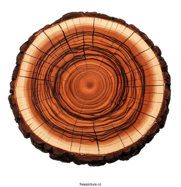 [Transparent Background PNG]Close-up Wood Cross-section with Natural Patterns