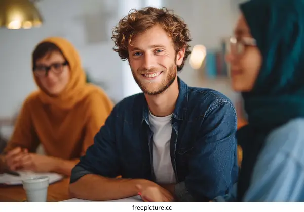 Diverse Group Discussion in a Cafe