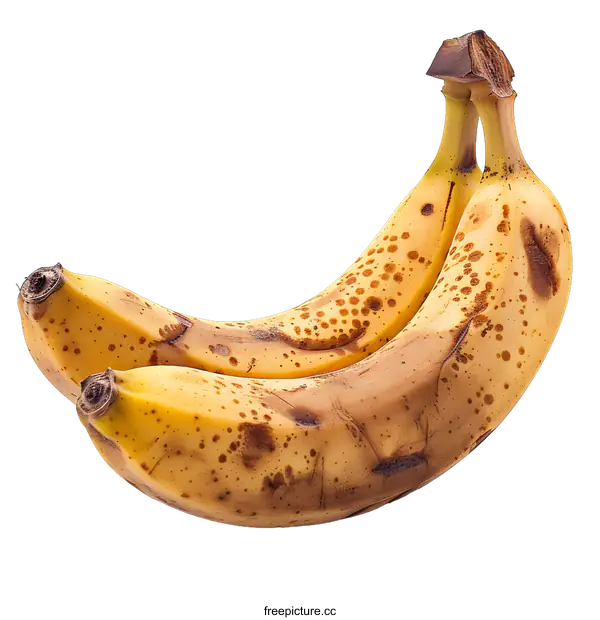 [Transparent Background PNG]Two Overripe Bananas on White Background
