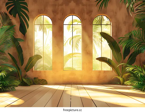 Sunlight Through Blinds on Palm Leaves