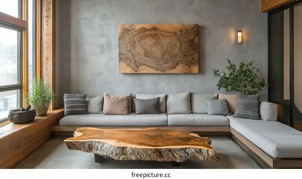 Modern Minimalist Living Room Design with Wooden Elements