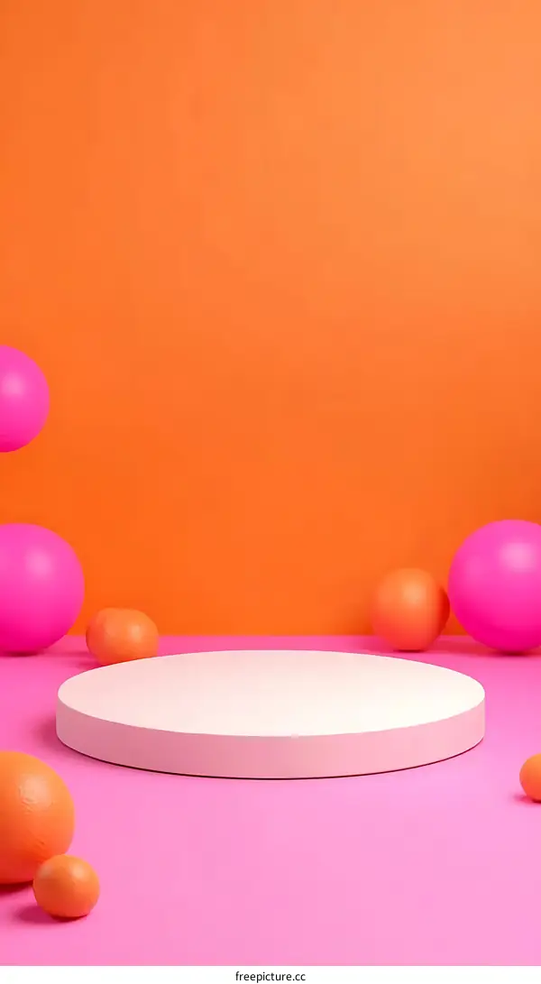 Minimalist 3D Product Display with Pink and Orange Spheres