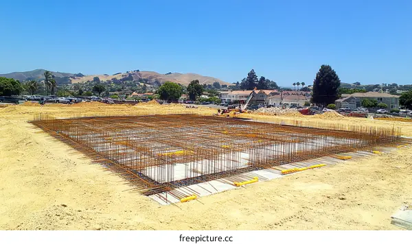 Construction Site Foundation Reinforcing Steel
