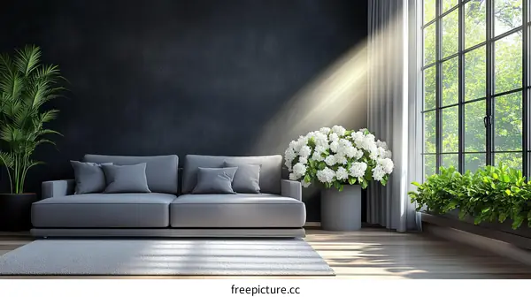 Modern Living Room with Sunlight