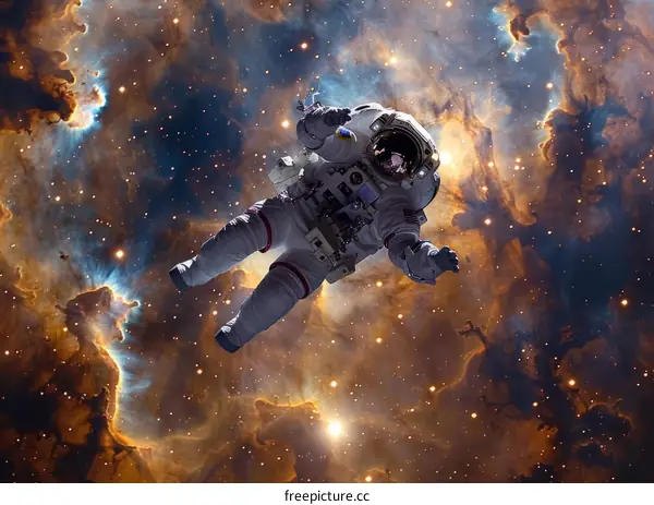 Astronaut floating in the vastness of space