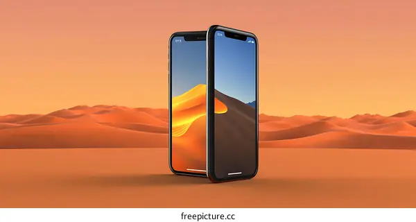 Two Smartphones with Desert Background