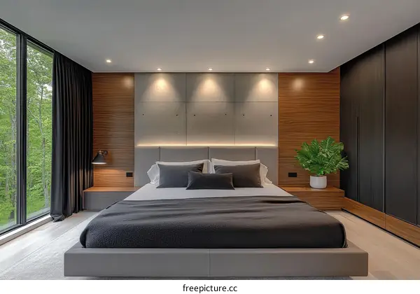 Modern Bedroom Interior Design with Large Windows