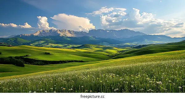 Green Hills And Mountains Landscape
