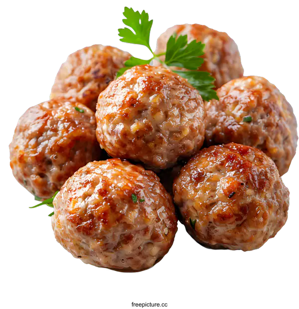 [Transparent Background PNG]Delicious homemade meatballs with herbs