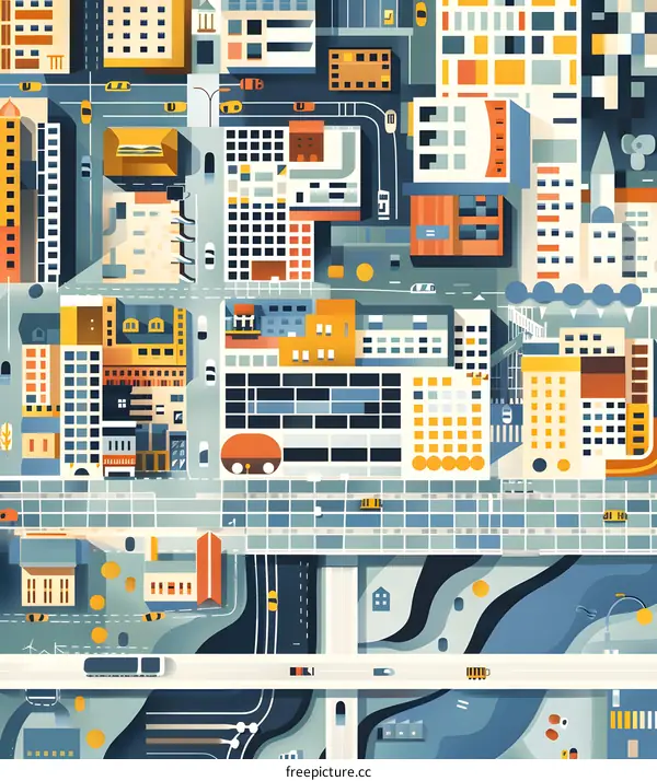 Aerial View of Modern Cityscape Illustration