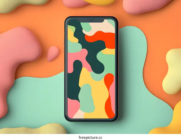 Abstract Colorful Phone Mockup with Geometric Shapes