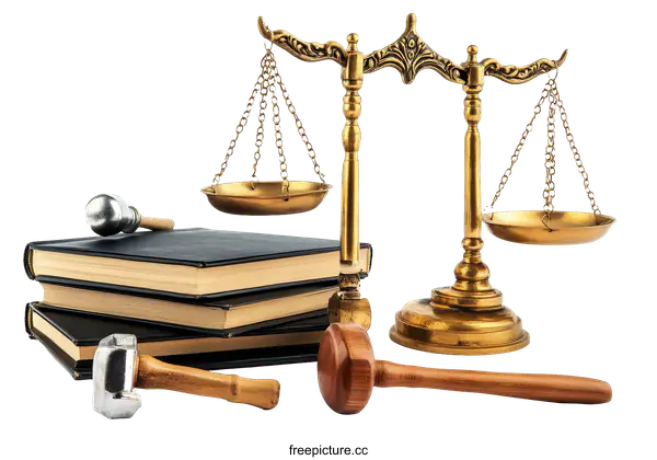 [Transparent Background PNG]Justice Scales and Legal Books