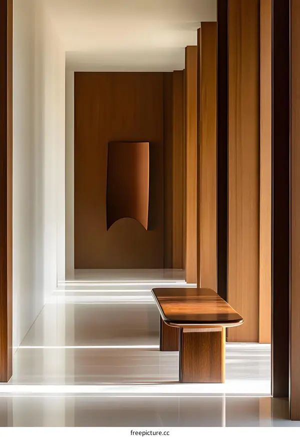 Modern Minimalist Interior Design with Wooden Walls and Bench