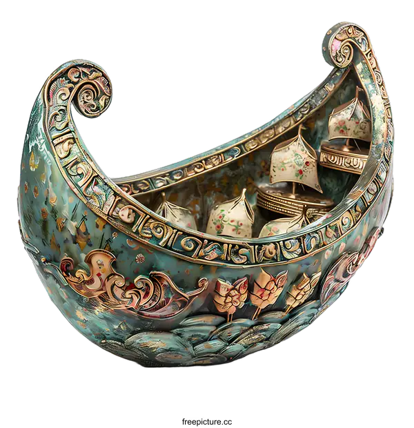 [Transparent Background PNG]Decorative Boat Sculpture
