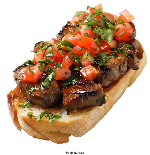 [Transparent Background PNG]Grilled Steak Bruschetta Appetizer
