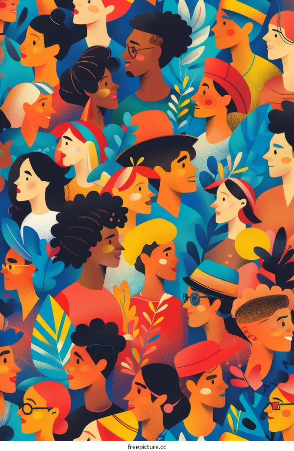 A Diverse Group of People with Colorful Background