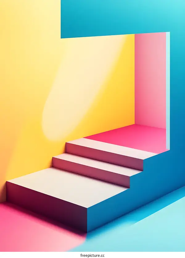 Abstract Minimalist Colorful Geometric Shapes with Steps