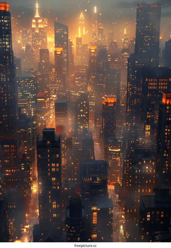 Futuristic City lit by Glowing Skyscrapers