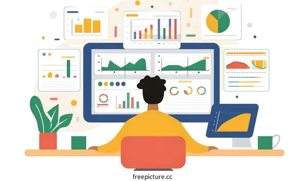 Black Man Analyzing Business Charts On Computer