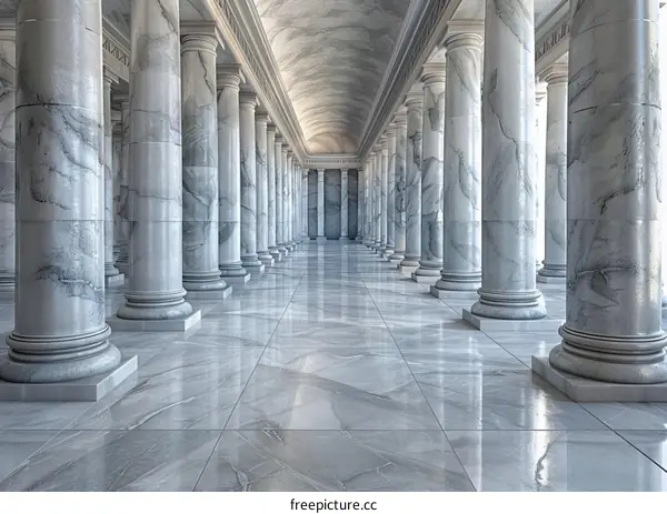 Ancient Marble Columns Hallway Illustration