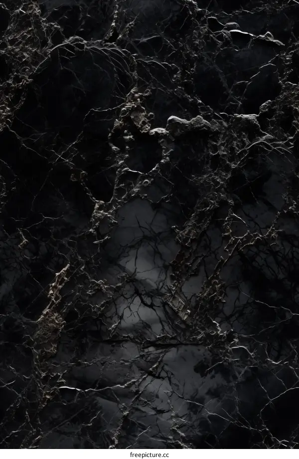 Black marble texture with white veins