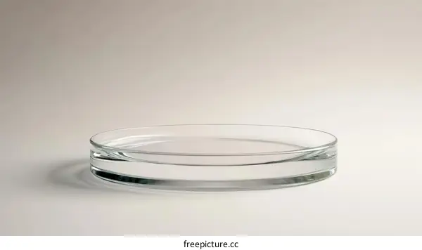 Empty Glass Petri Dish on a Light Beige Background