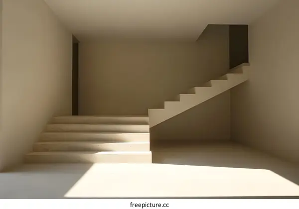 Minimalist Concrete Staircase In A Modern Home