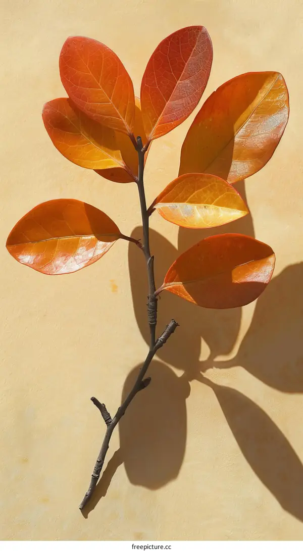 Autumn Foliage with Beige Background and Shadow