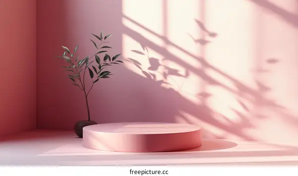 Pink Minimalist Product Display with Plant