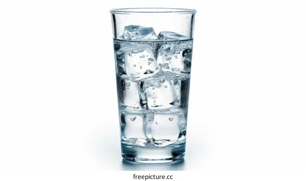 glass of water with ice cubes