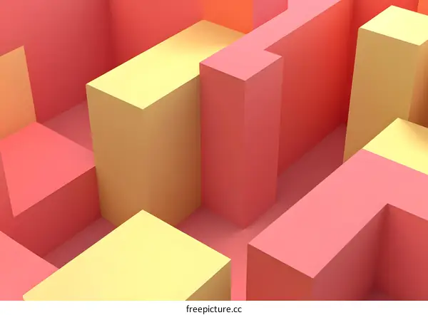 Abstract Geometric Background with Pink and Yellow Cubes