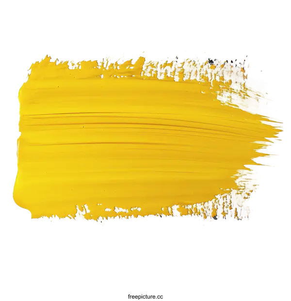 [Transparent Background PNG]Brushstroke of Bright Yellow Paint on White Background